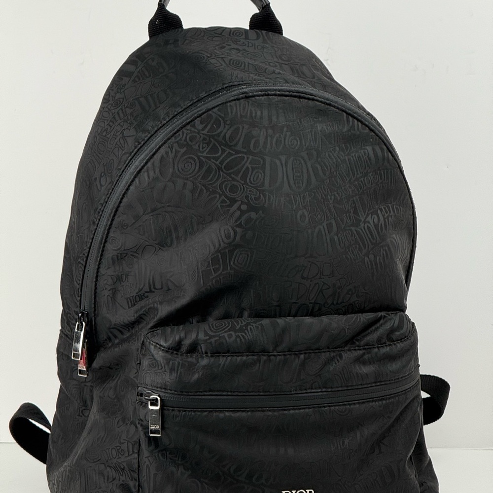 Dior x Shawn Stussy Rider Backpack Embroidered Nylon Black